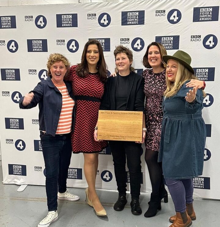 Peterston Tea winning Best Food and Drink Producer Wales in BBC Food and Farming Awards 2023